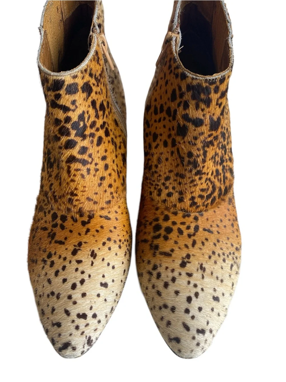Matisse Nugent leopard print ombré, calf hair , wedge ankle booties. Size 9